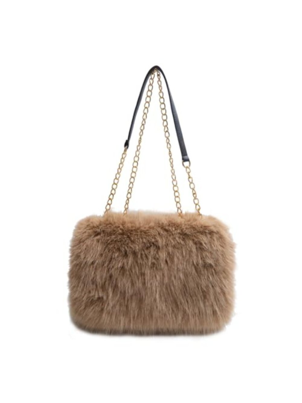 Faux Fur Crossbody Bag Fluffy Fuzzy Purse Winter Handbag Chain Strap